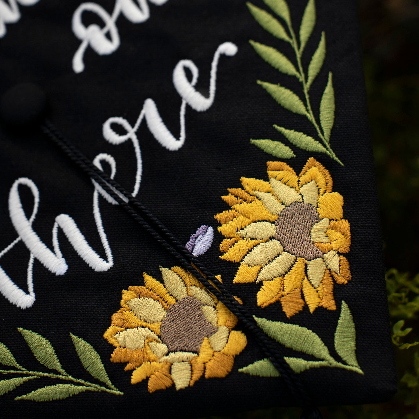 Handmade Embroidered Sunflower Graduation Cap Topper