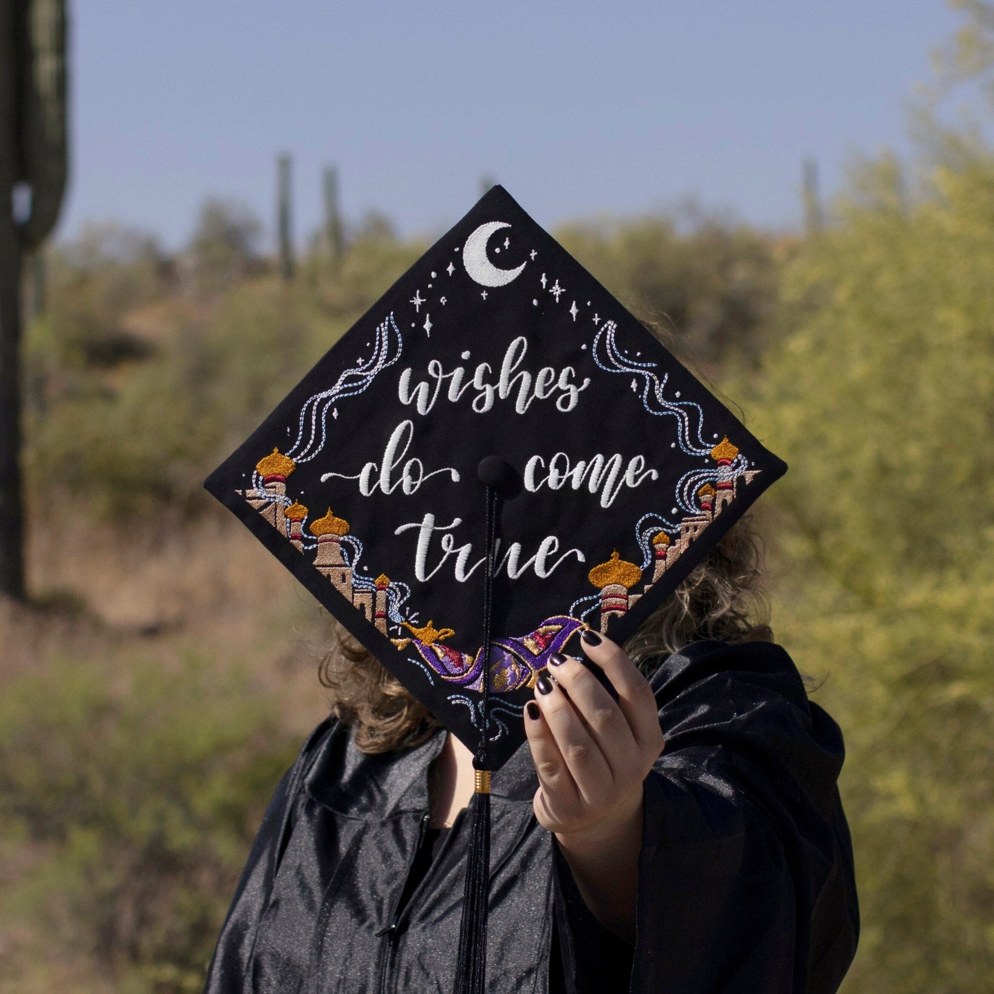 Handmade Embroidered Arabian Nights Graduation Cap Topper