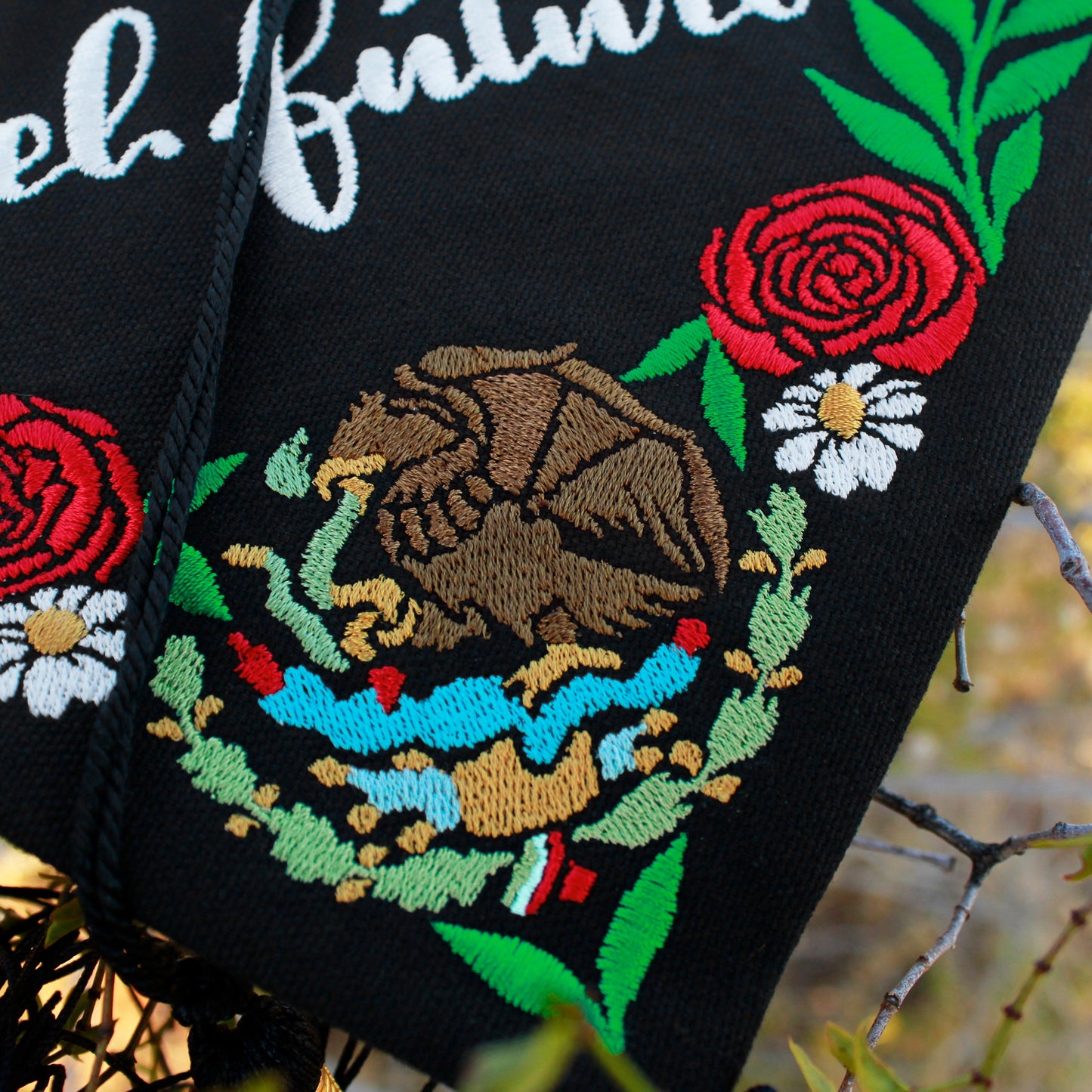 Handmade Embroidered Mexican Wildflower Graduation Cap Topper