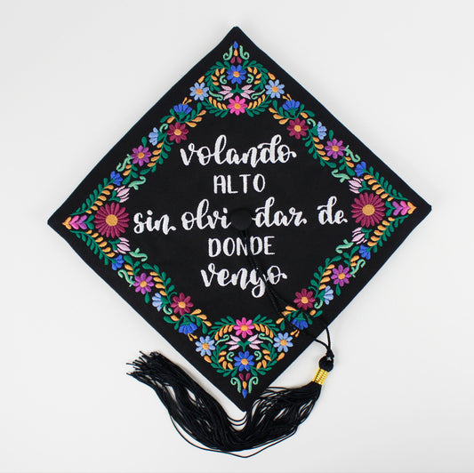 Handmade Embroidered Mexican Floral Graduation Cap Topper